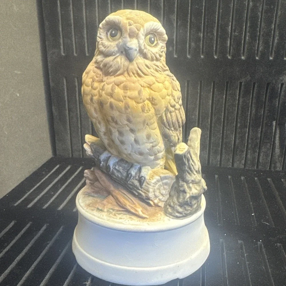 Vintage Kimco JAPAN Musical Figurine Owl Music Box plays Ragtime‎ 6.5